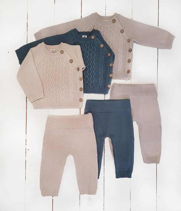 Sasha Cotton Knit 2pc Shirt and pants Baby Outfit Set