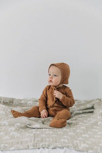 Mustard Organic Cotton Ribbed Bonnet