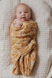 Leafy Sprig Swaddle Blanket - Mustard